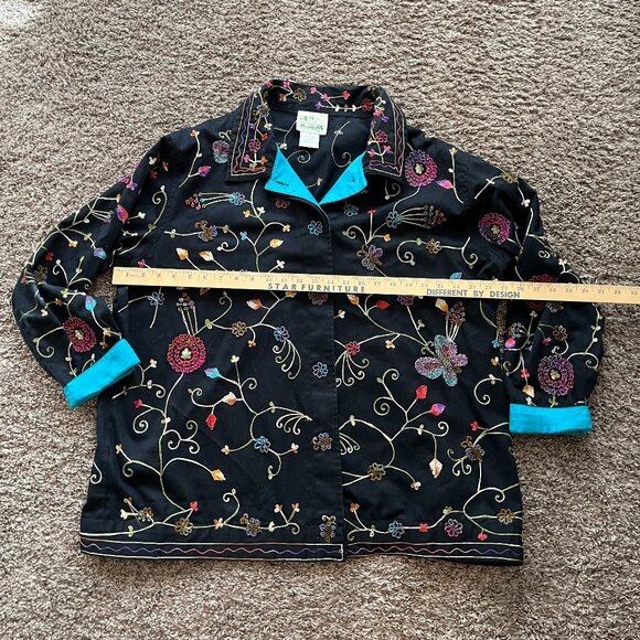 Quacker Factory Vintage Embroidered Beaded Floral Butterfly Jacket Size XL - Picture 8 of 8